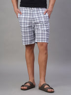Men's Blue 100% Cotton Regular Fit Shorts