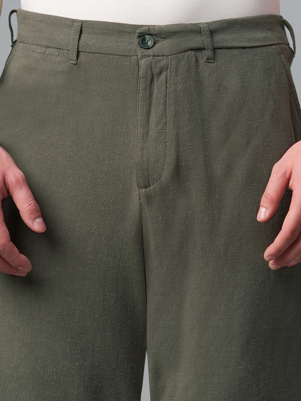 Men's Darkoliveg Linen Viscose Regular Fit Shorts