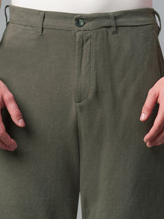 Men's Linen Viscose Regular Fit Shorts Dark Olive