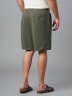 Men's Darkoliveg Linen Viscose Regular Fit Shorts