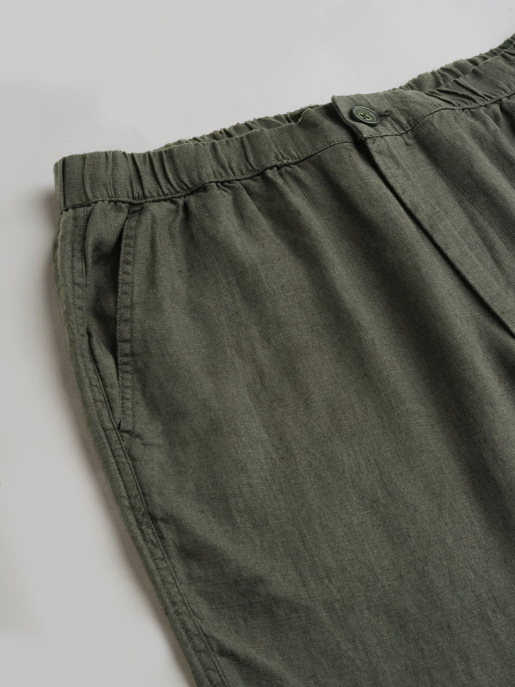 Men's Darkoliveg Linen Viscose Regular Fit Shorts