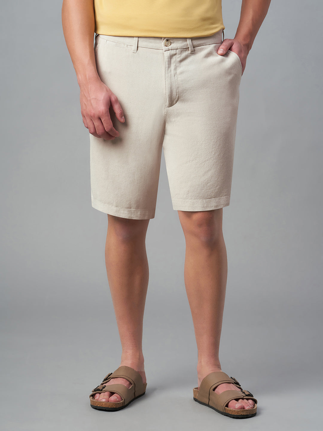 Men's Natural Linen Viscose Regular Fit Shorts