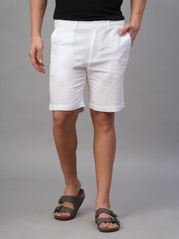 Men’s Cotton Linen Regular Fit Short White
