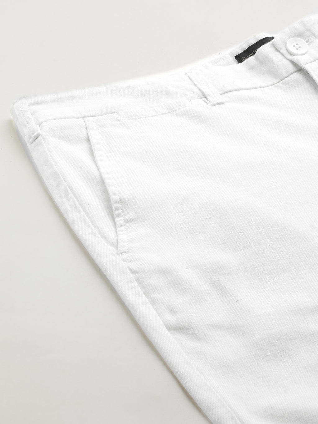 Men's White Cotton Linen Regular Fit Shorts