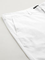 Men's White Cotton Linen Regular Fit Shorts