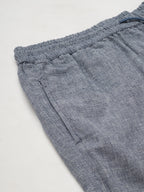 Men's Navy Cotton Linen Regular Fit Shorts