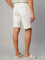 Men's White Cotton Linen Regular Fit Shorts