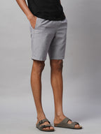 Men's Grey 100% Cotton Regular Fit Shorts