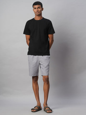 Men's Grey 100% Cotton Regular Fit Shorts