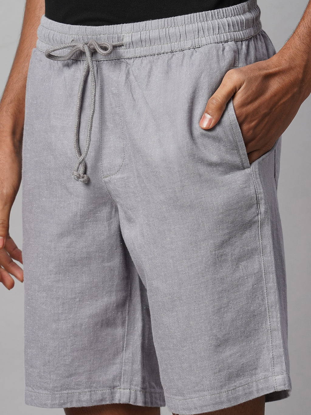 Men's Grey 100% Cotton Regular Fit Shorts