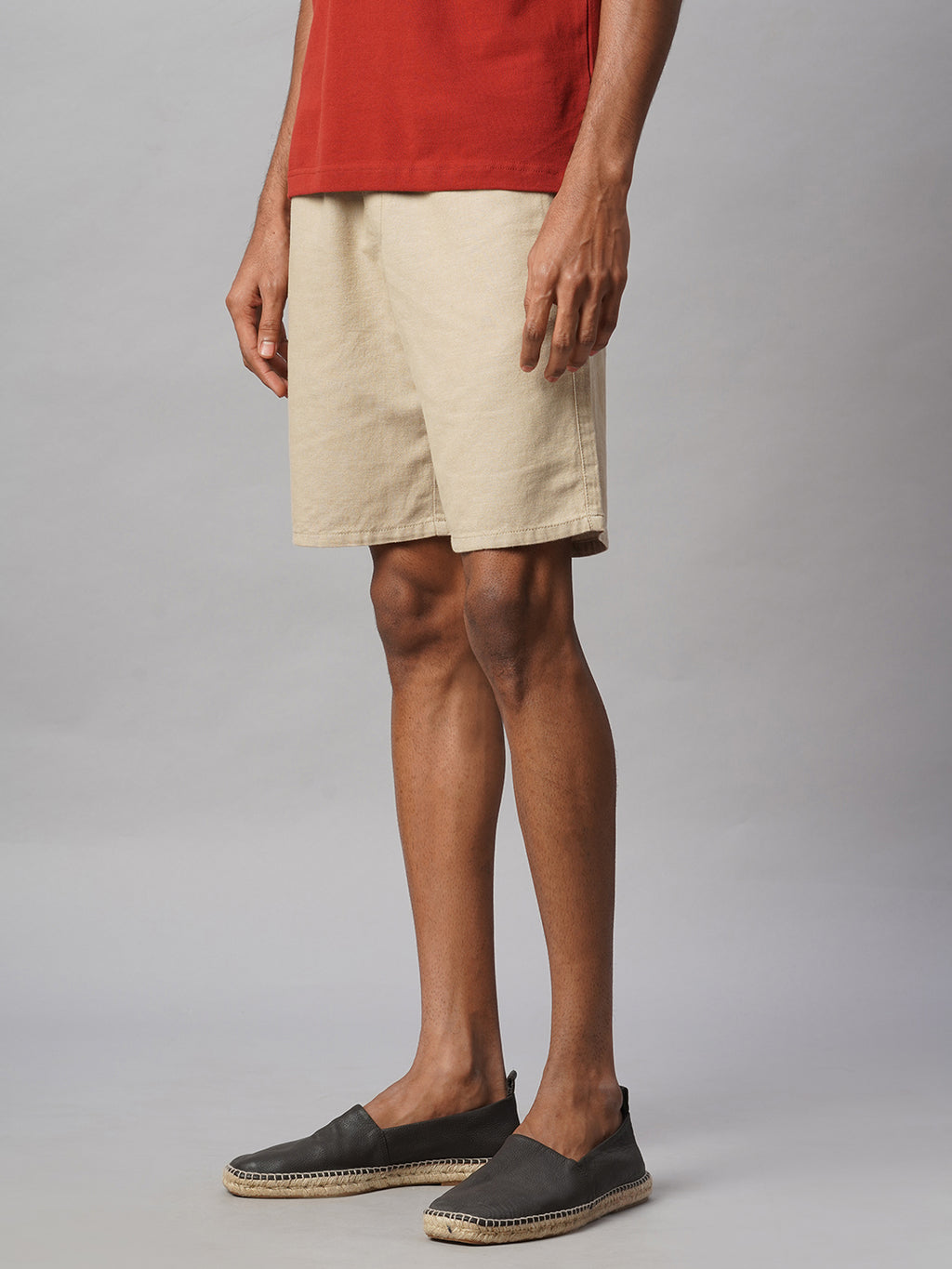 Men's Khaki 100% Cotton Regular Fit Shorts
