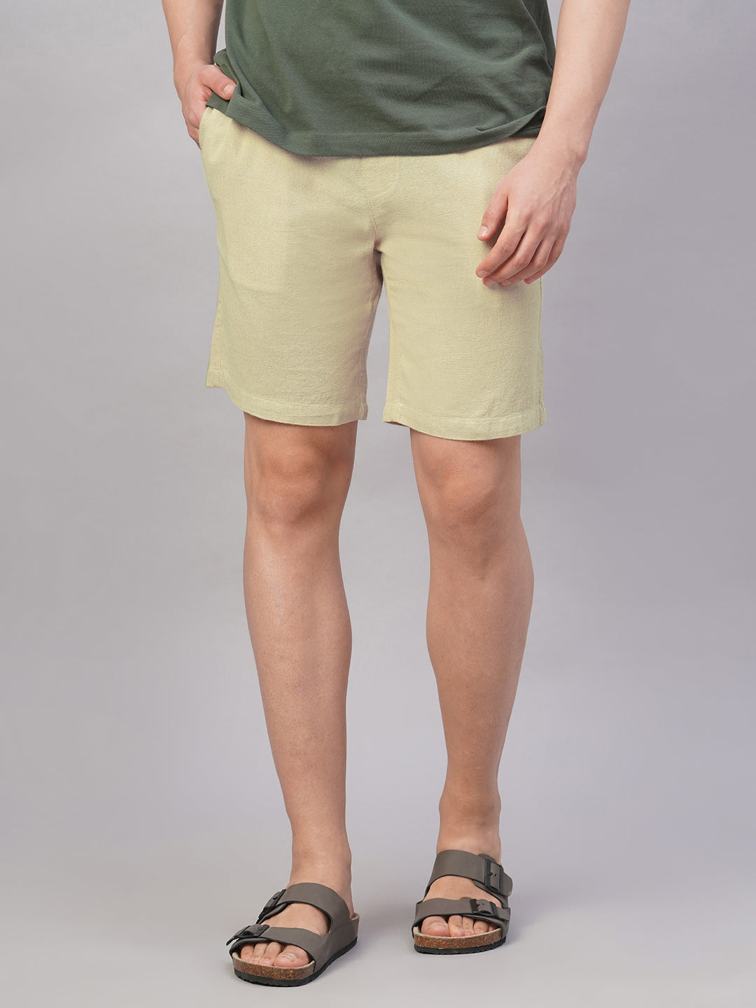 Men's Natural 100% Cotton Regular Fit Shorts
