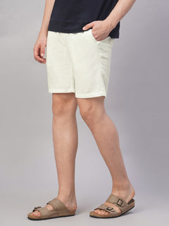 Men’s Cotton Regular Fit Drawstring Short White