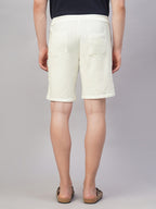 Men's White 100% Cotton Regular Fit Shorts