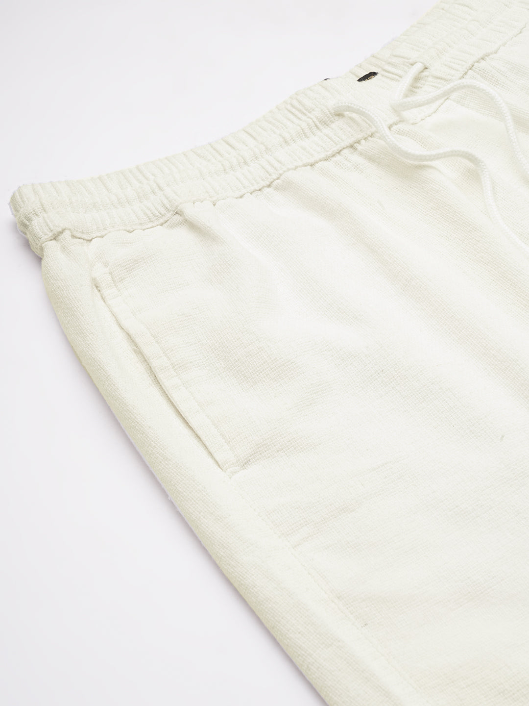 Men's White 100% Cotton Regular Fit Shorts