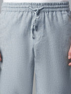 Men's Grey Cotton Linen Regular Fit Shorts