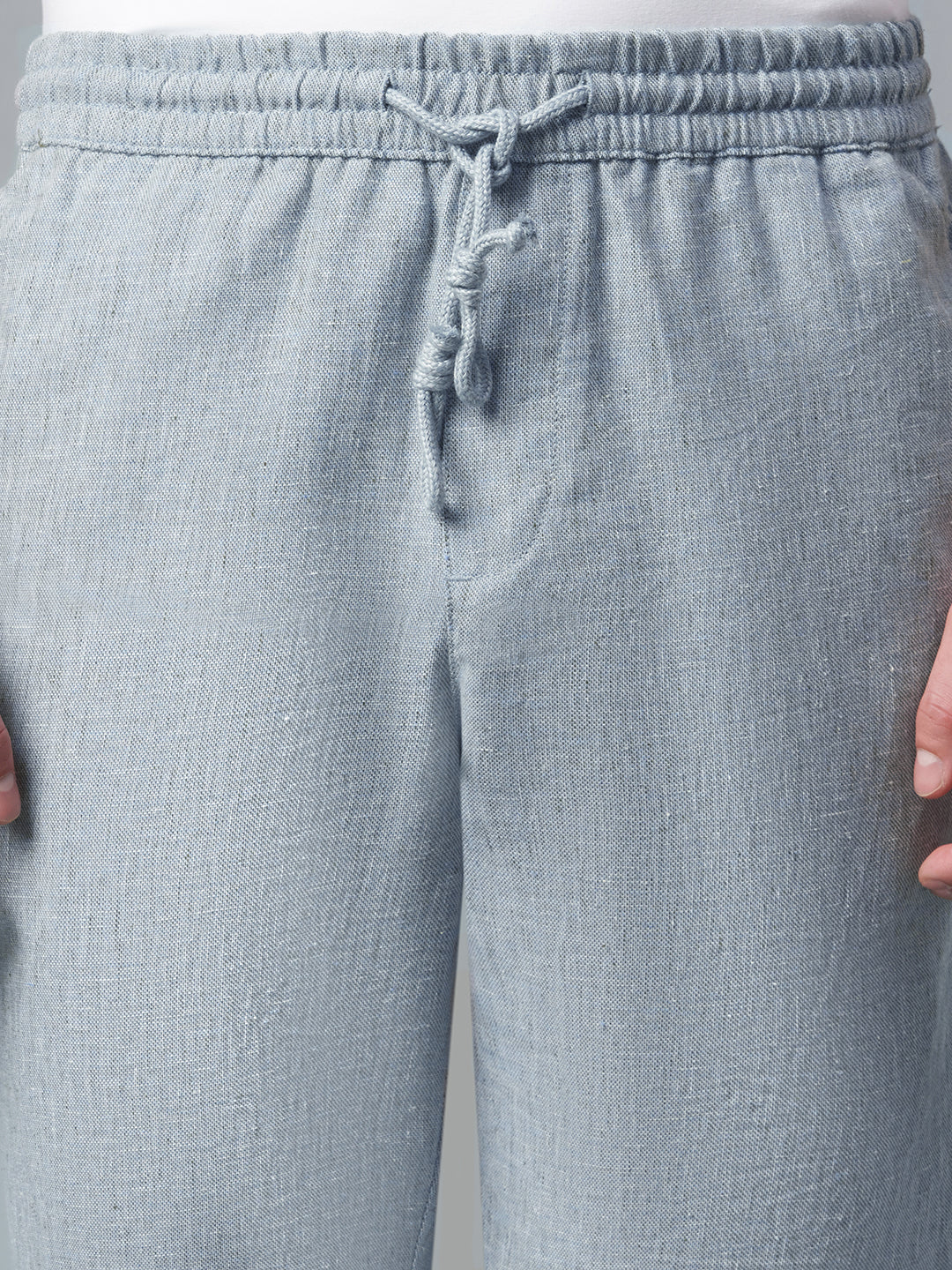 Men's Grey Cotton Linen Regular Fit Shorts