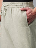 Men's Lt Brown Cotton Linen Regular Fit Shorts