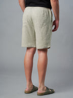 Men's Lt Brown Cotton Linen Regular Fit Shorts