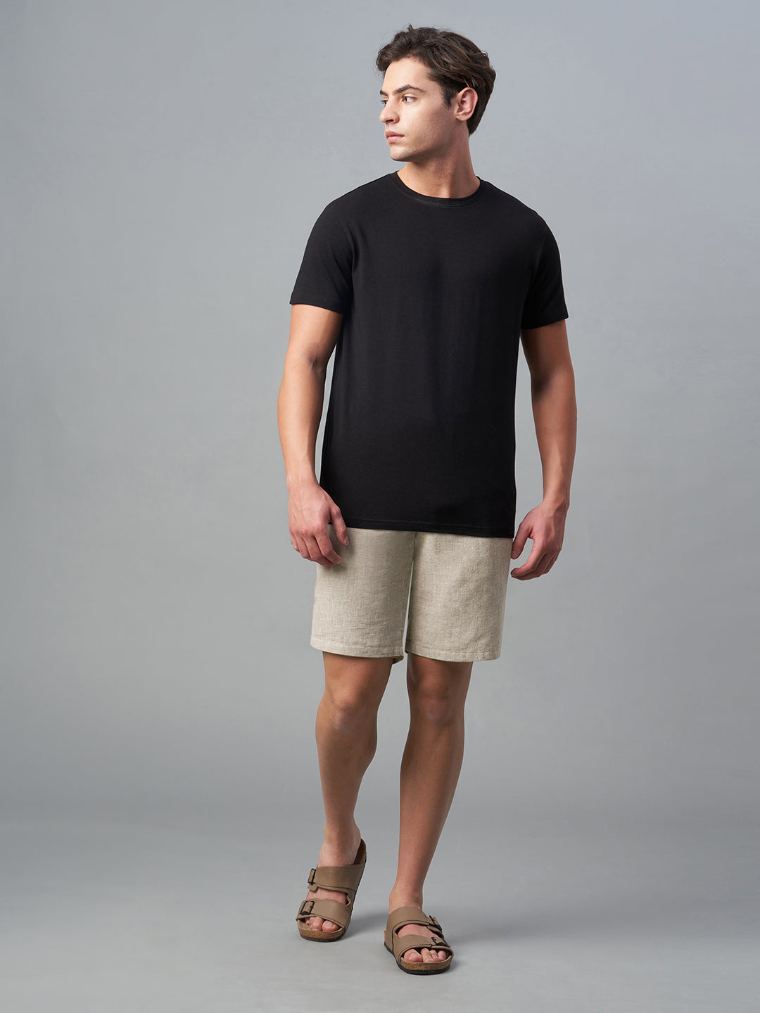 Men's Natural Cotton Linen Regular Fit Shorts