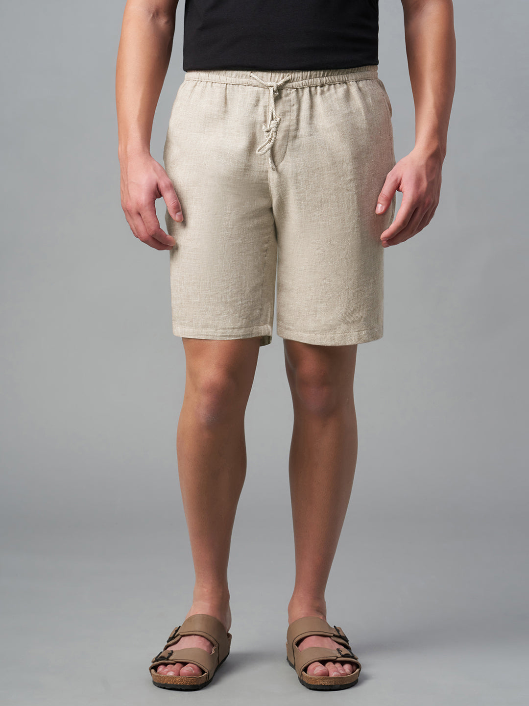 Men's Natural Cotton Linen Regular Fit Shorts