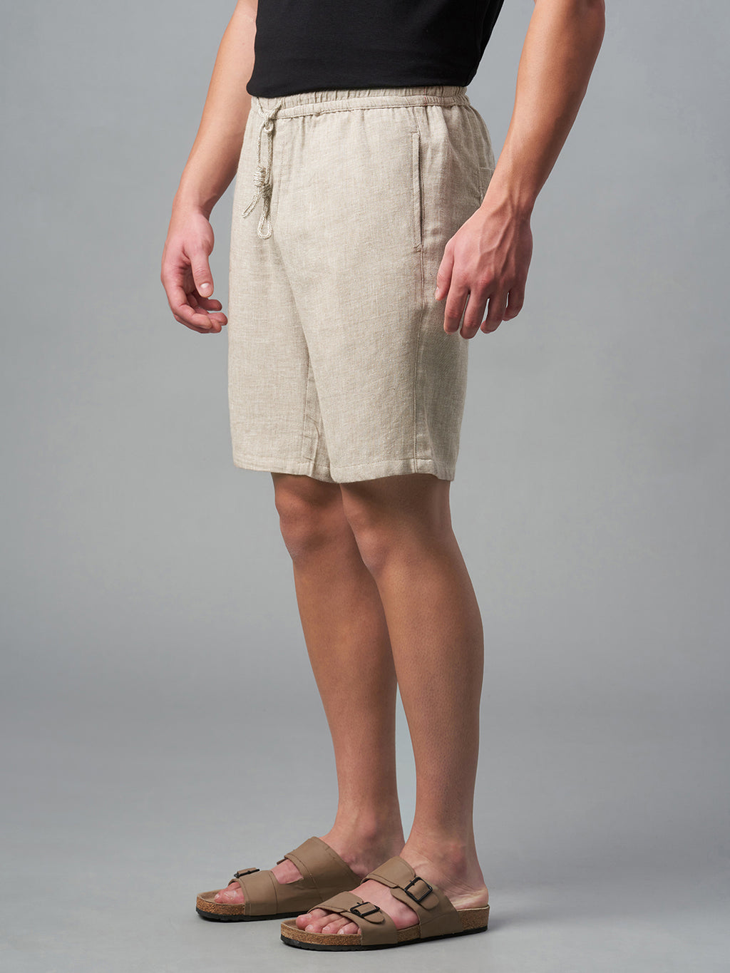 Men's Natural Cotton Linen Regular Fit Shorts
