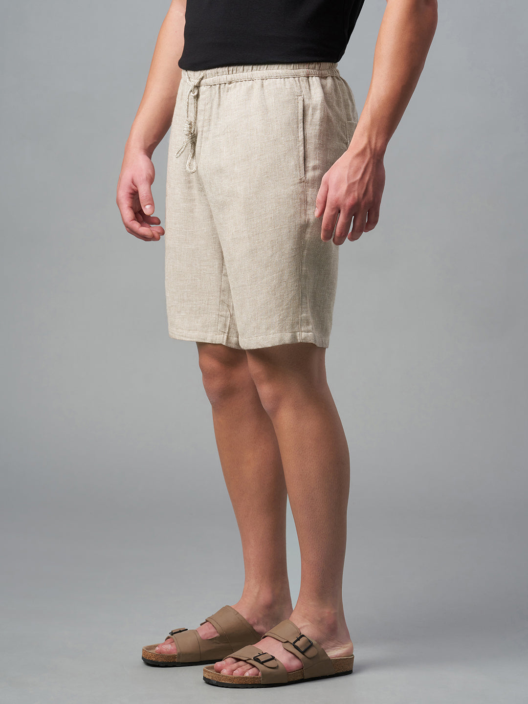Men's Natural Cotton Linen Regular Fit Shorts