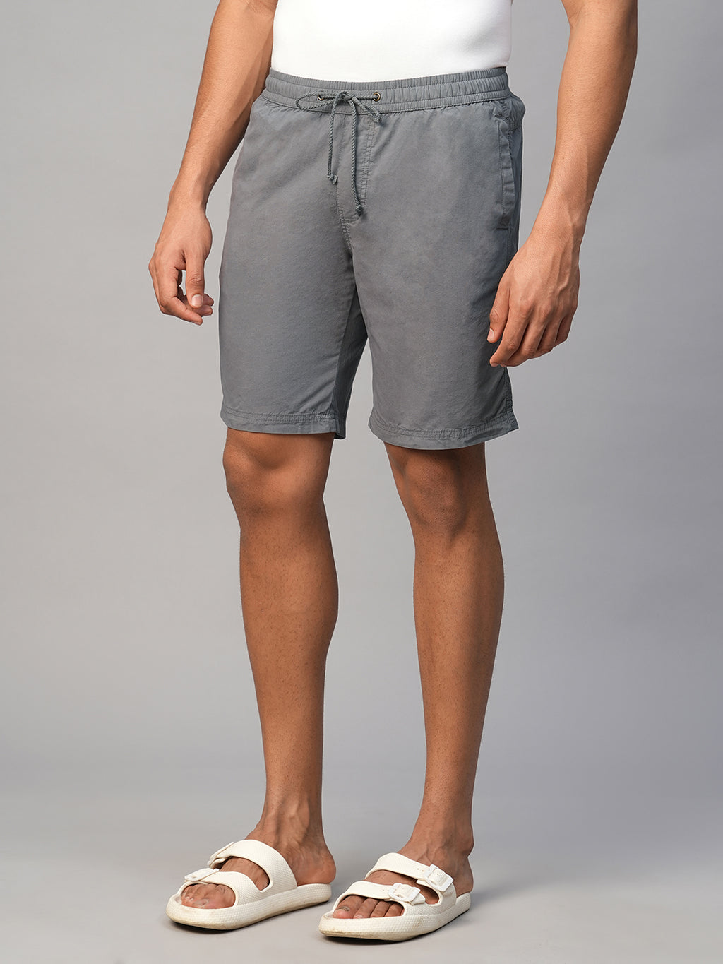 Men's Grey Cotton Regular Fit Shorts