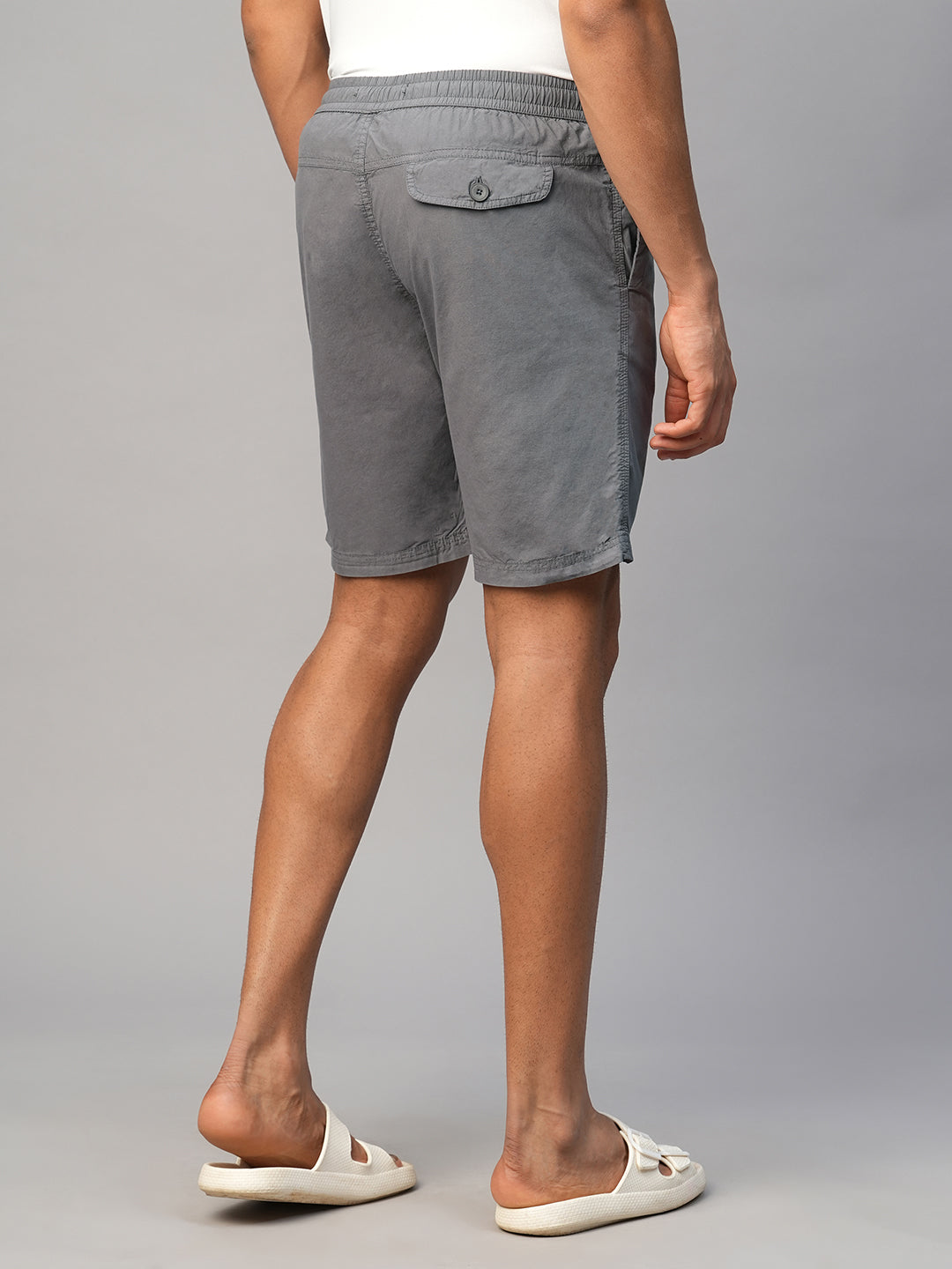 Men's Grey Cotton Regular Fit Shorts