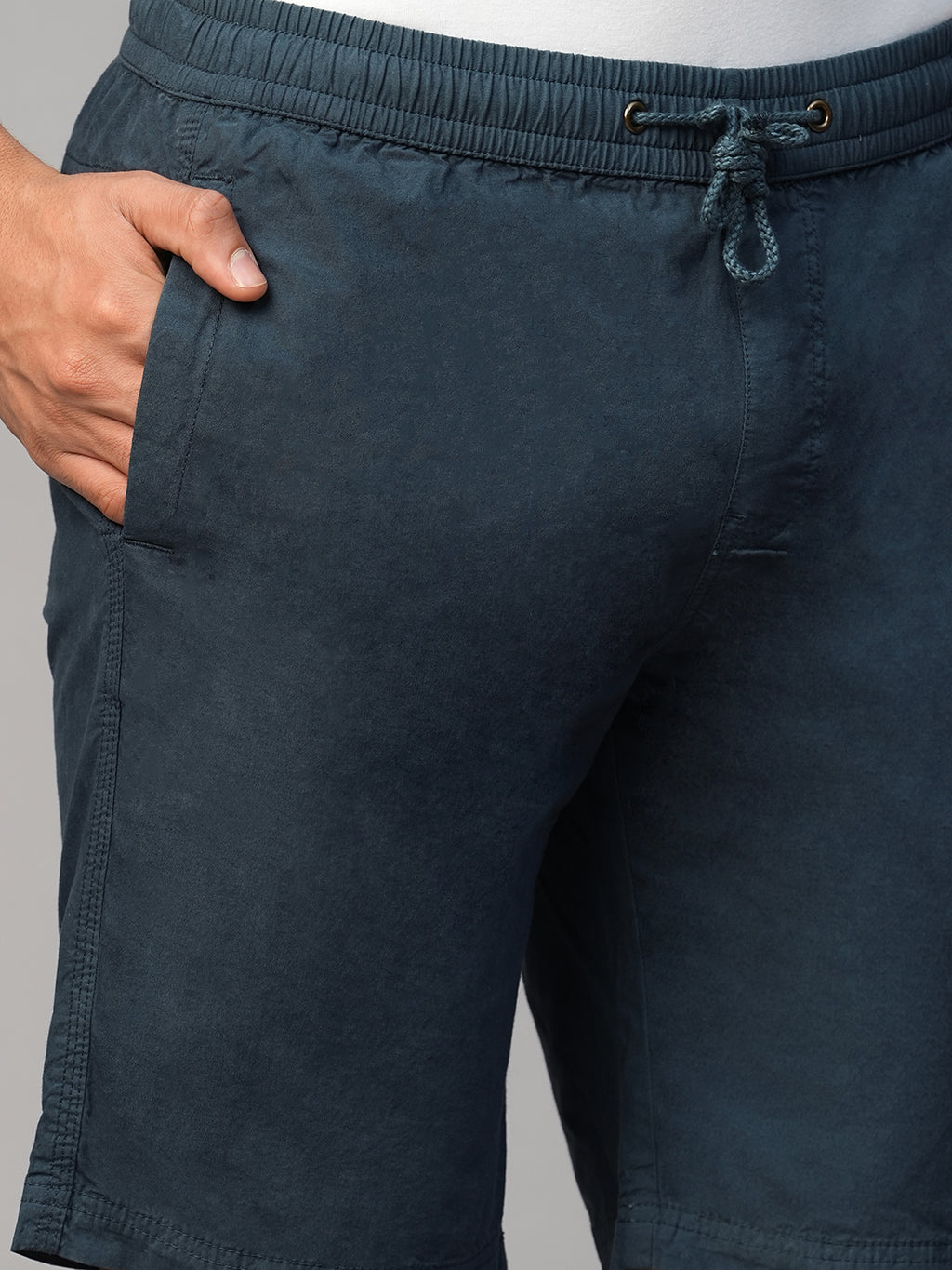 Men's Navy Cotton Regular Fit Shorts