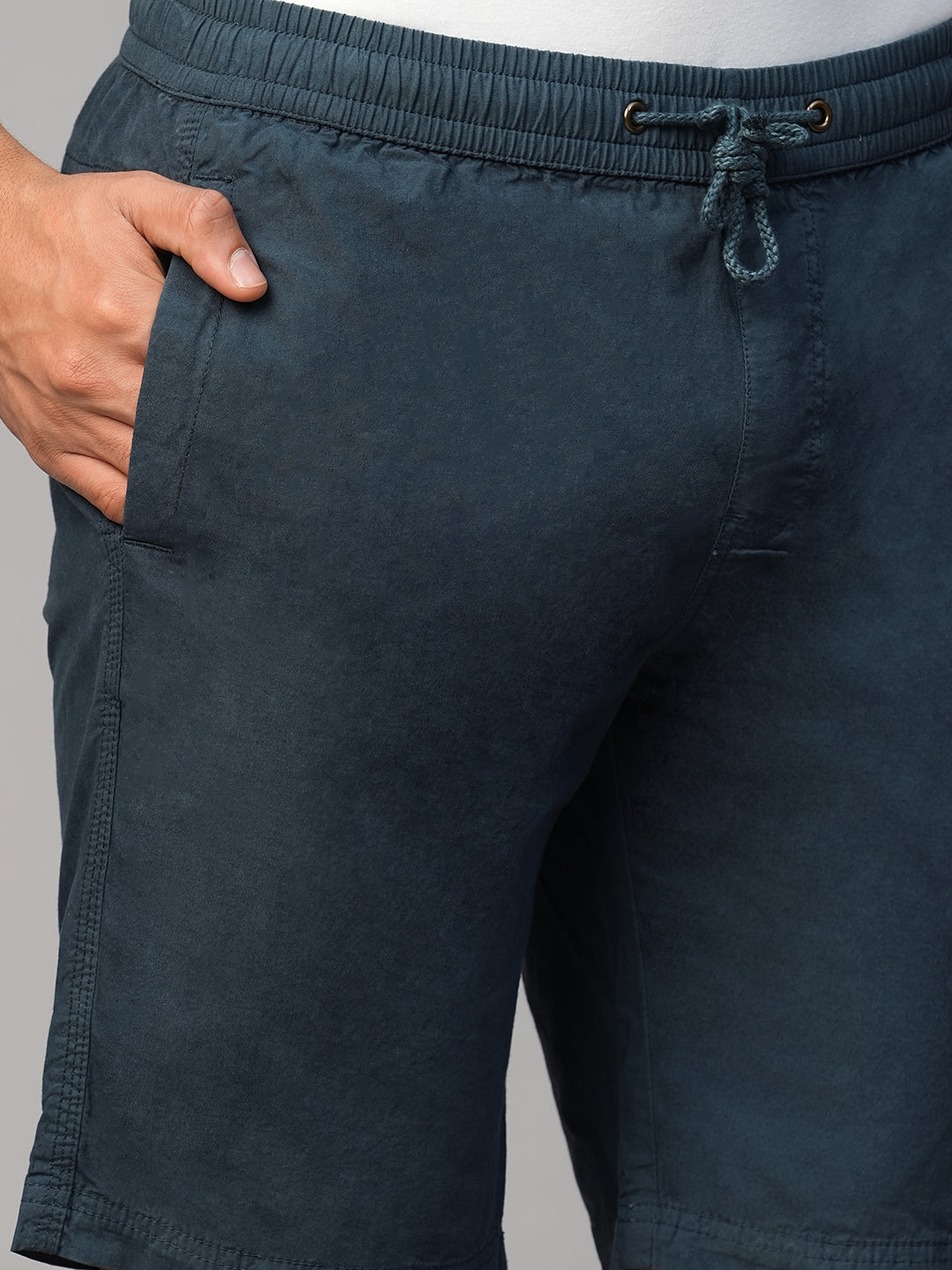 Men's Navy Cotton Regular Fit Shorts