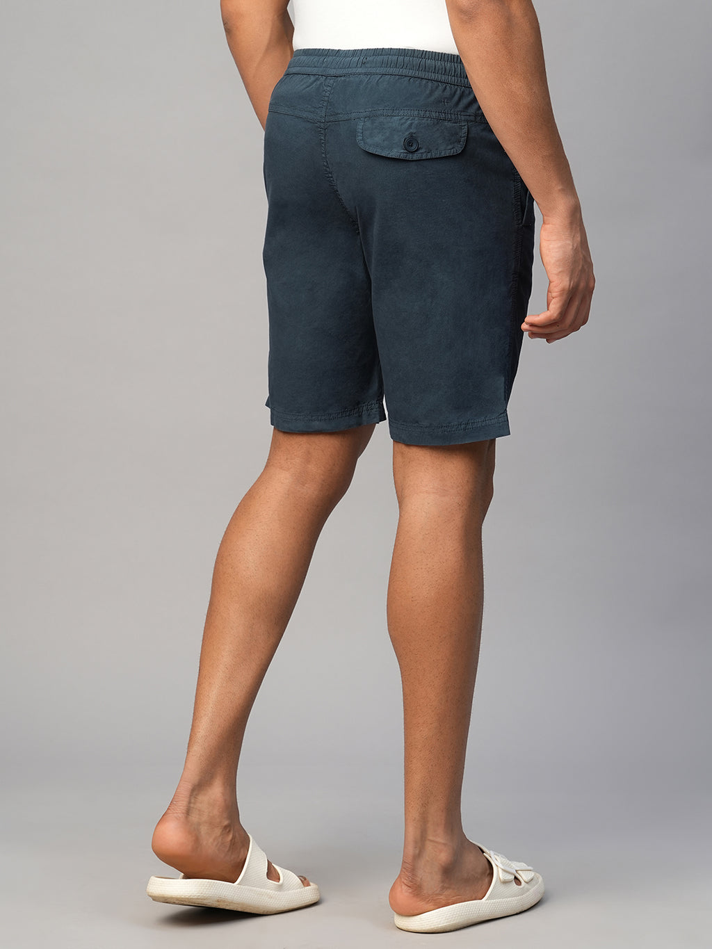 Men's Navy Cotton Regular Fit Shorts