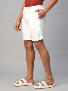 Men’s Cotton Regular Fit Elastic Waist Short White