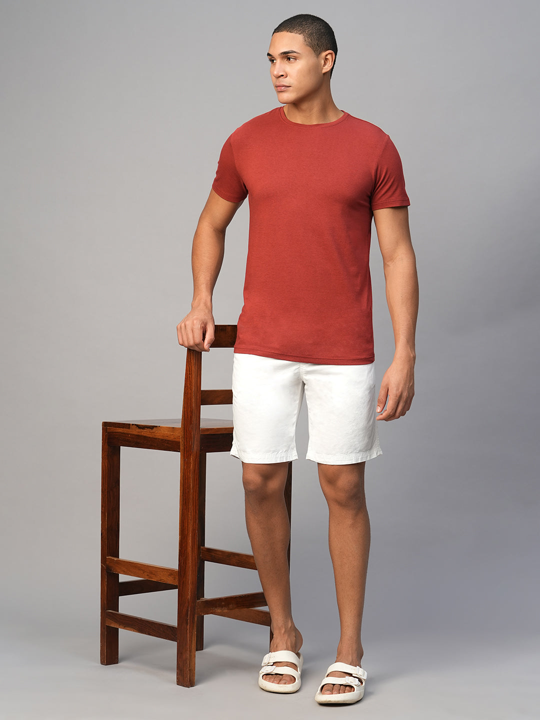 Men's White Cotton Regular Fit Shorts