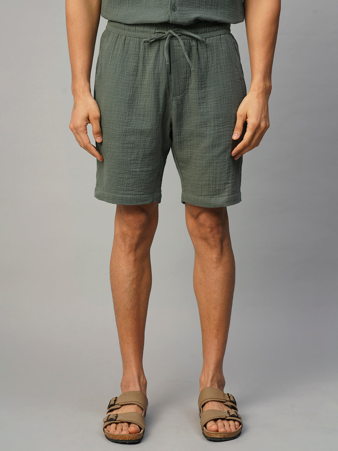 Men's Grey Cotton Regular Fit Shorts