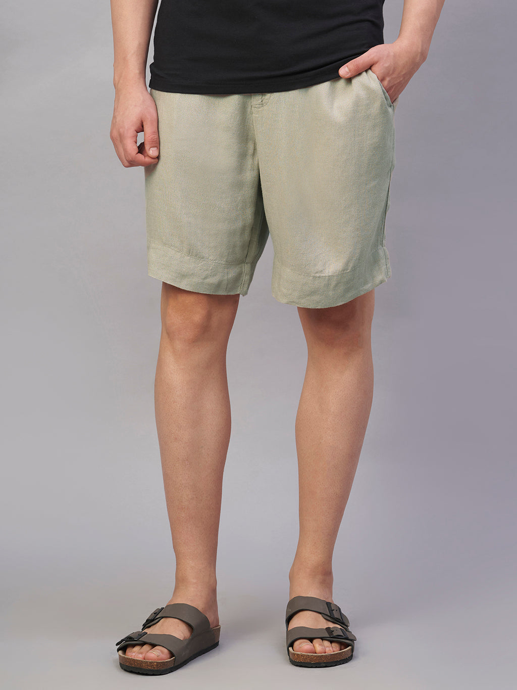 Men's Natural Linen Viscose Regular Fit Shorts