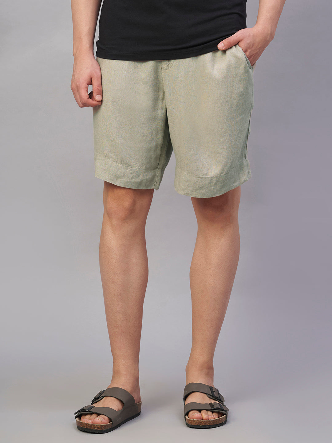 Men's Natural Linen Viscose Regular Fit Shorts