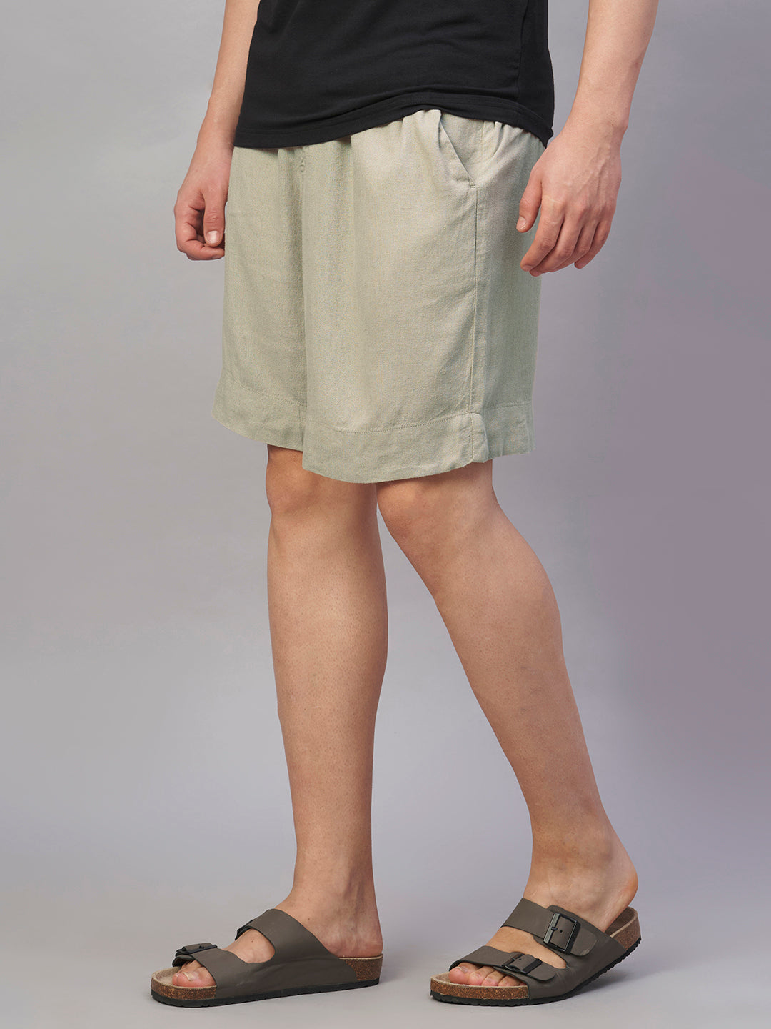 Men's Natural Linen Viscose Regular Fit Shorts