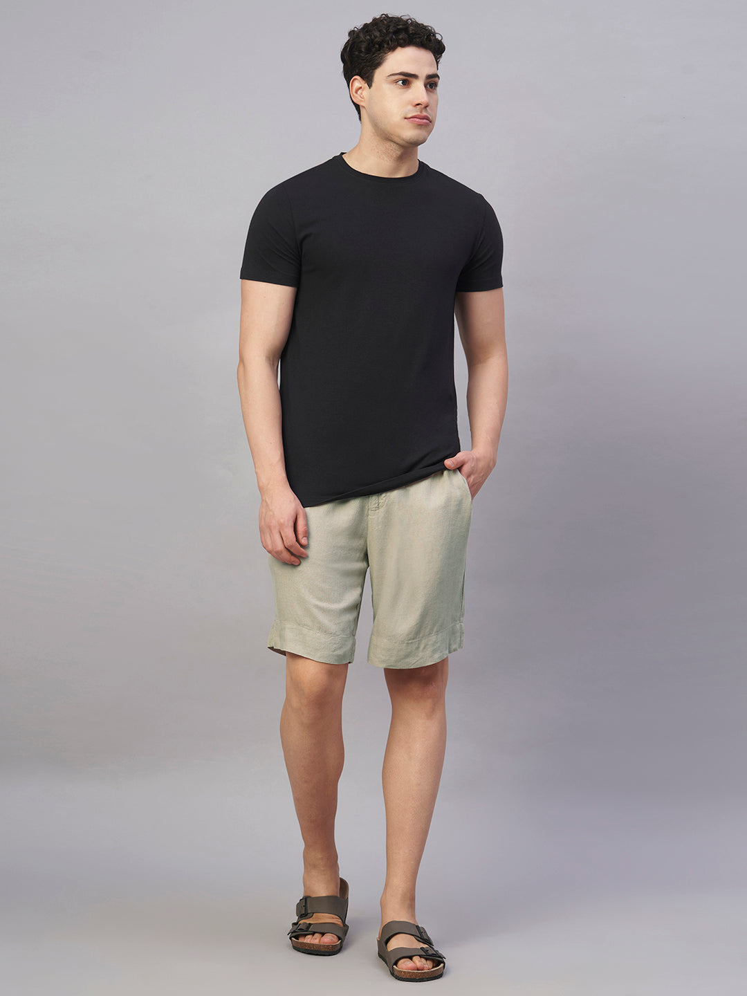 Men's Natural Linen Viscose Regular Fit Shorts