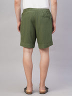 Men's Olive Linen Viscose Regular Fit Shorts