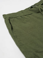 Men's Olive Linen Viscose Regular Fit Shorts