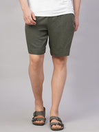 Men's Slate Grey Linen Viscose Regular Fit Shorts
