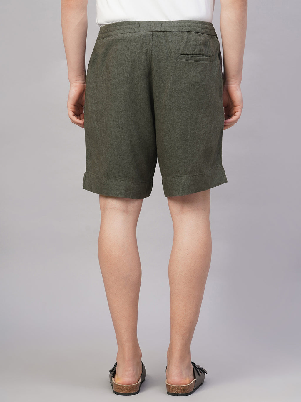 Men's Slate Grey Linen Viscose Regular Fit Shorts