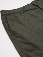 Men's Slate Grey Linen Viscose Regular Fit Shorts