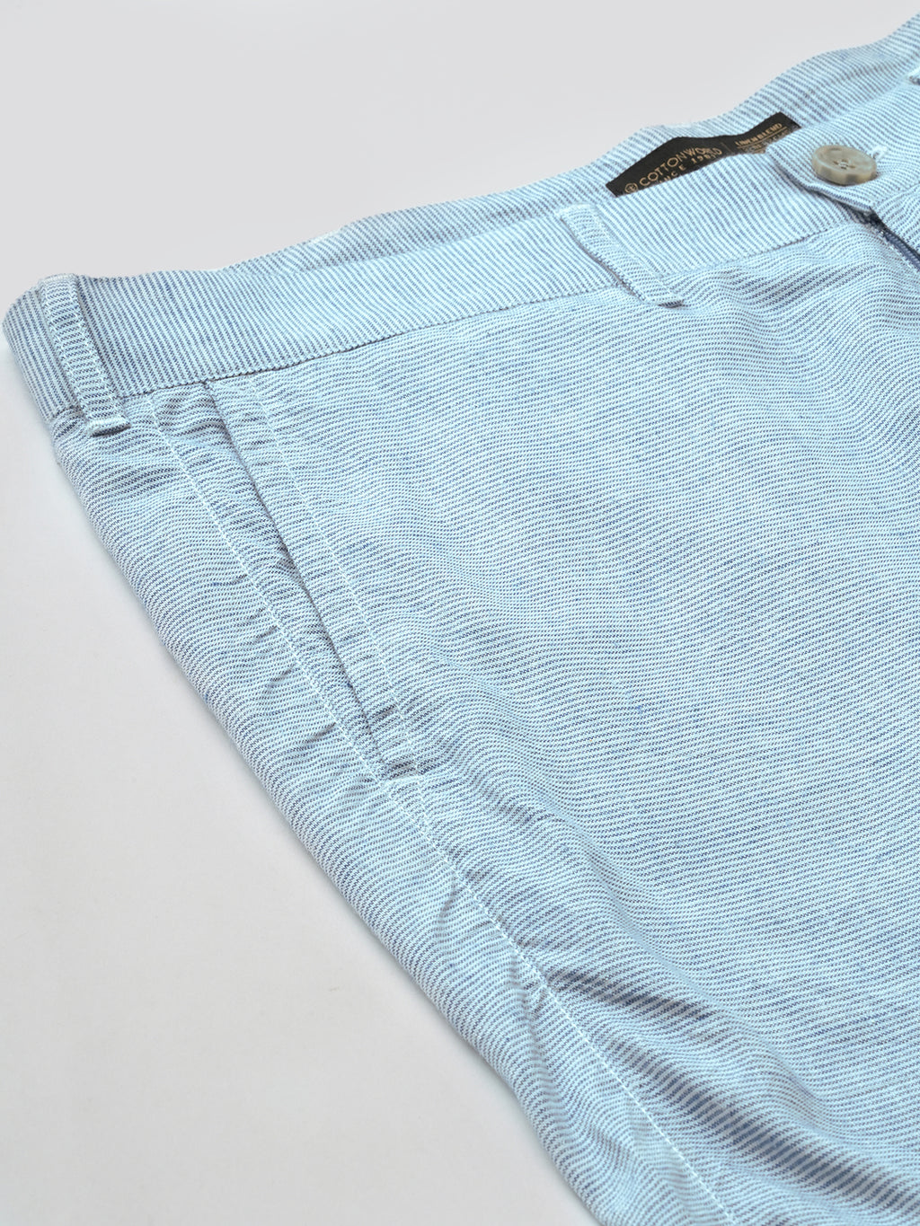 Men's Blue Viscose Linen Regular Fit Shorts