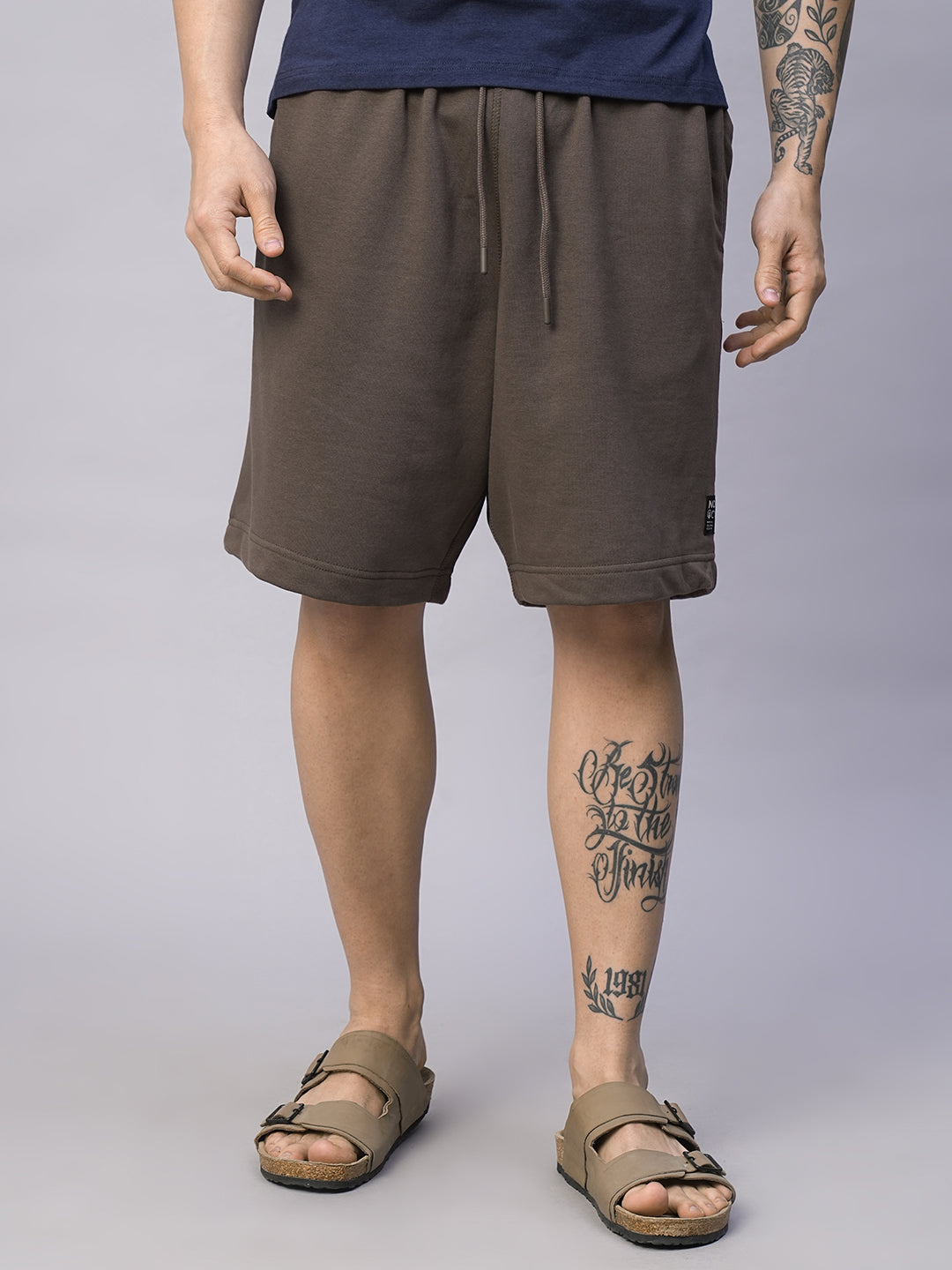 Men's Brown Cotton Polyester Regular Fit Shorts