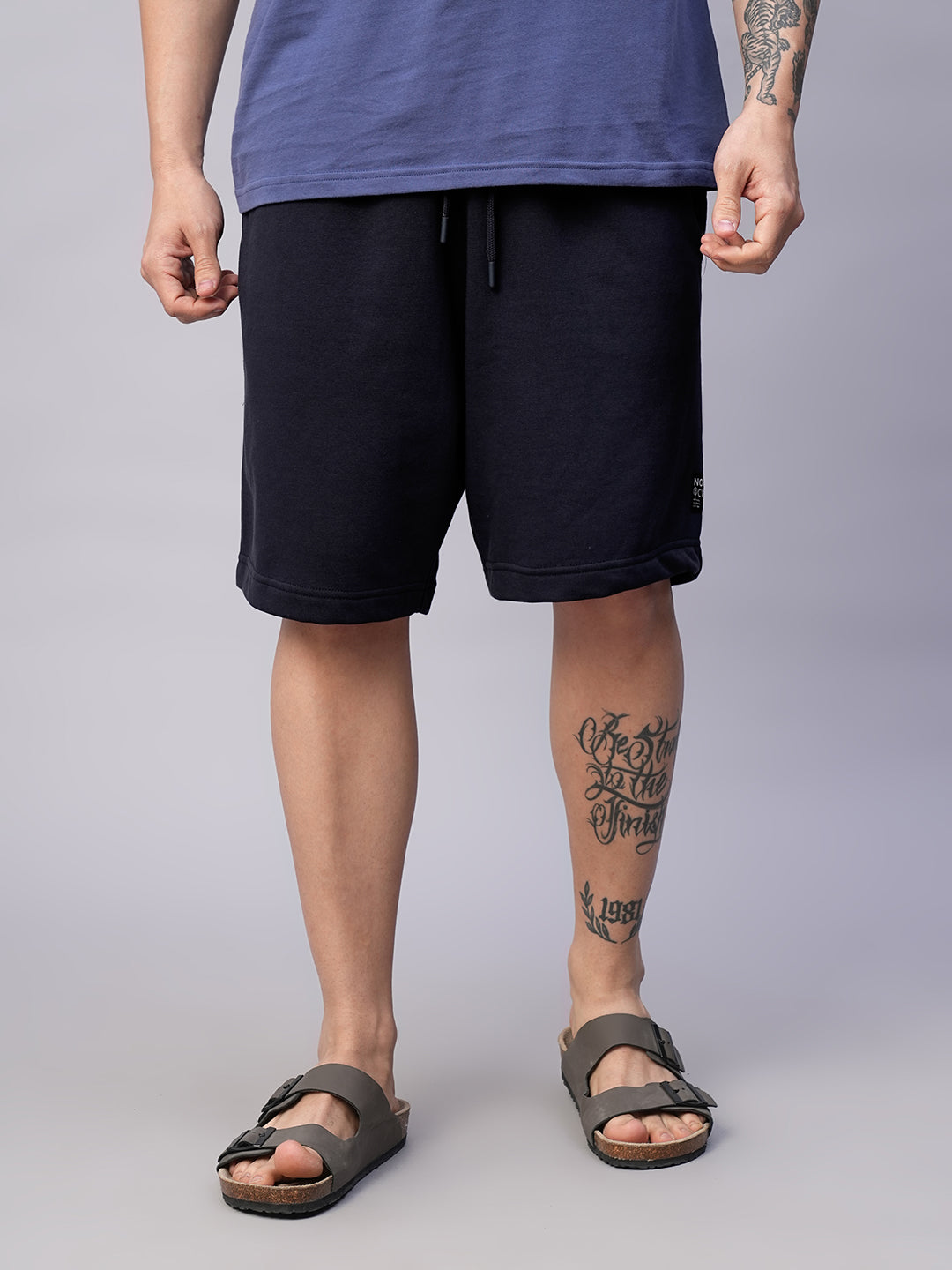 Men's Navy Organic Cotton Regular Fit Shorts