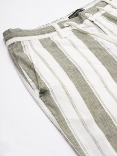 Men's Cotton Linen Regular Fit Shorts Olive