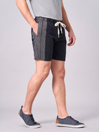 Men's Black 100% Cotton Regular Fit Shorts