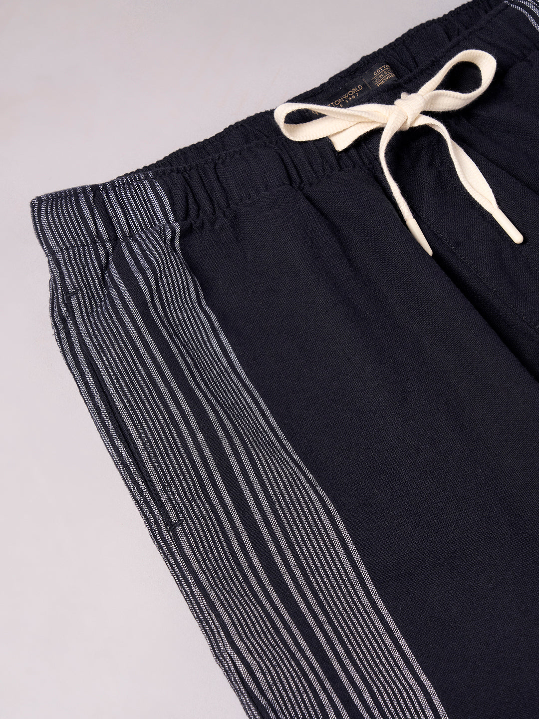 Men's Black 100% Cotton Regular Fit Shorts